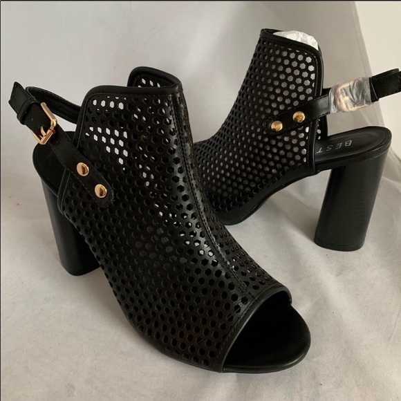 Beston NEW vegan leather, laser cut mule sandals - Picture 2 of 8